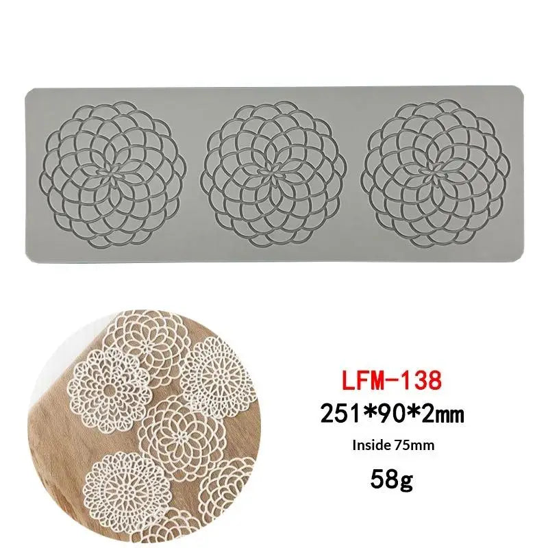 Garland Leaves Design Circle Texture Sugar Craft Silicone Pad Dessert Qme A8