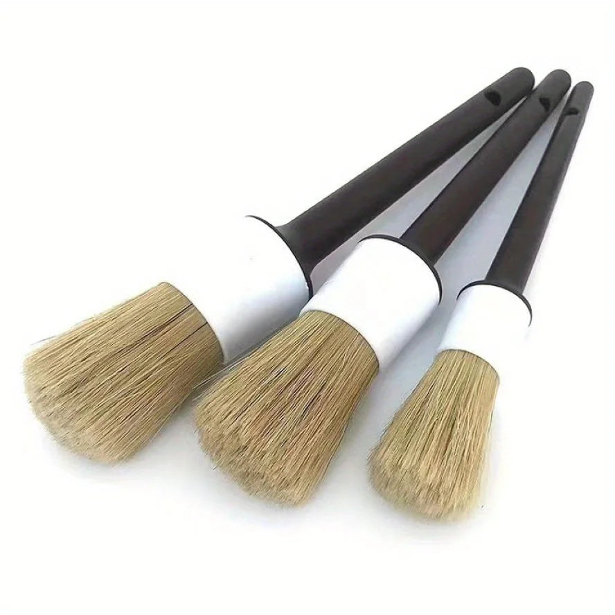 Ultra-Soft Car Detail Brushes - Perfect for Cleaning Badge Wheels, Interior Decorations, And Air Vents. Qme 3pcs