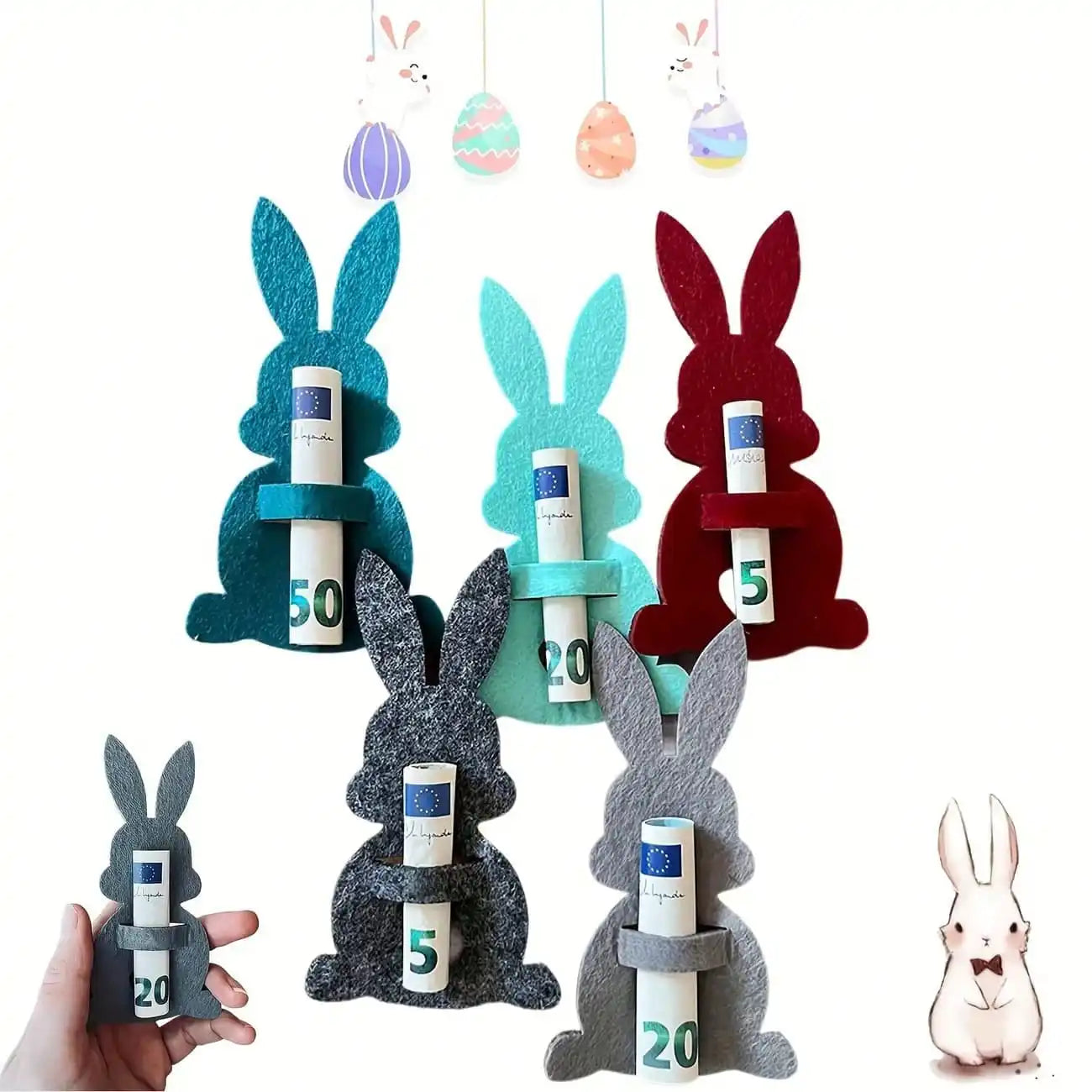 Easter Creative Wallet Rabbit Felt Tableware Storage Knife Fork Bag Qme