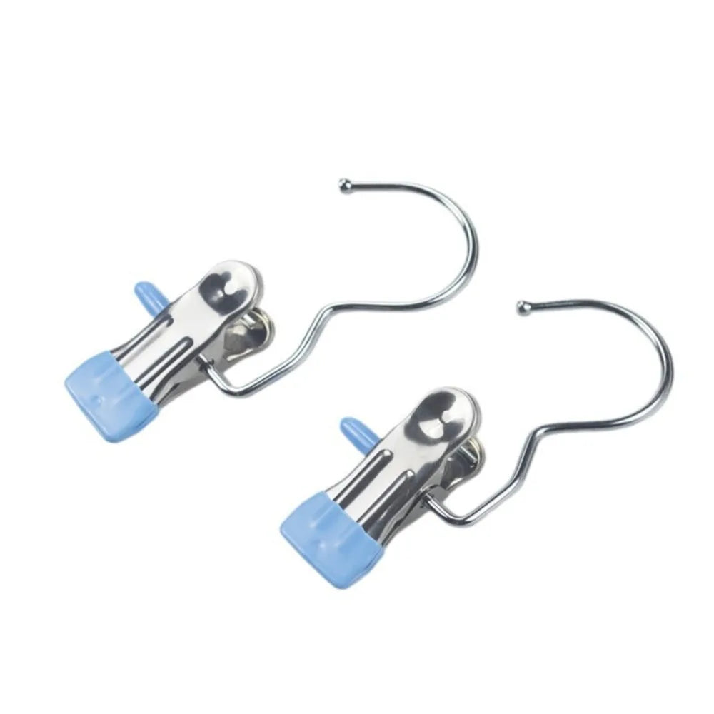 30pcs Clothes Pins Clips With Hook, Stainless Steel High Elasticity Good Persistence For Clothes, Wardrobe Hooks, Socks Qme