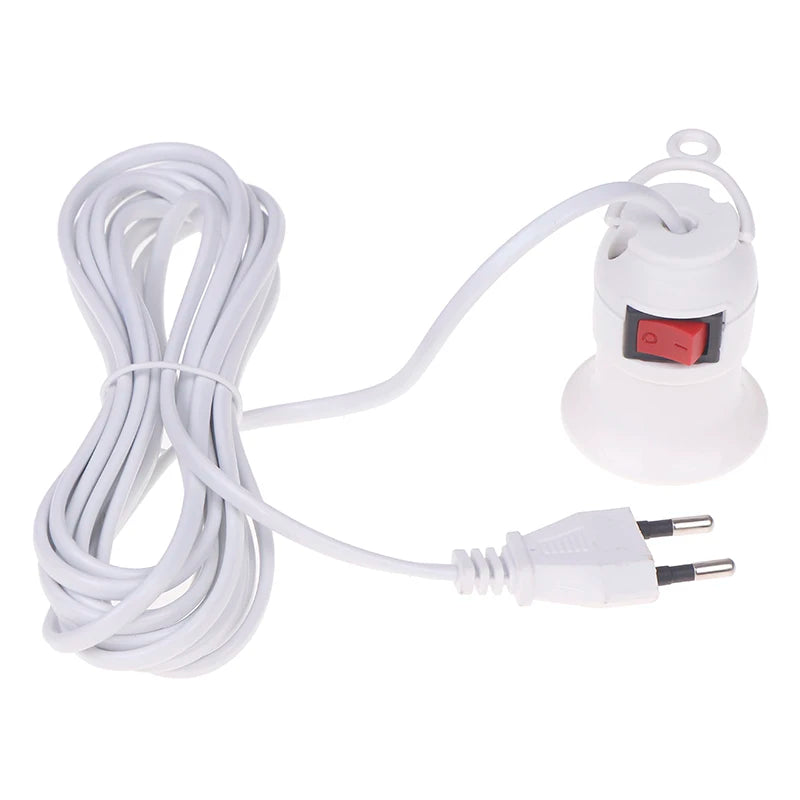 EU Plug 4M Power Cord Cables E27 Lamp Base Holder Switch Pendant Led Qme