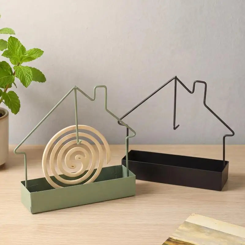 House Shaped Metal Mosquito Coil Holder Fireproof Burner Stand Home Qme