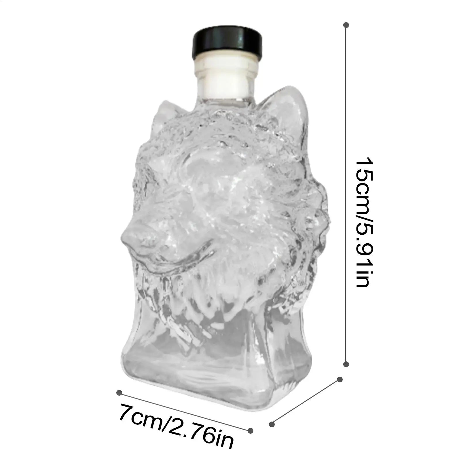 Whiskey Decanter Glass Wine Bottle Wolf-head Profile Spirit Bar Tool Qme