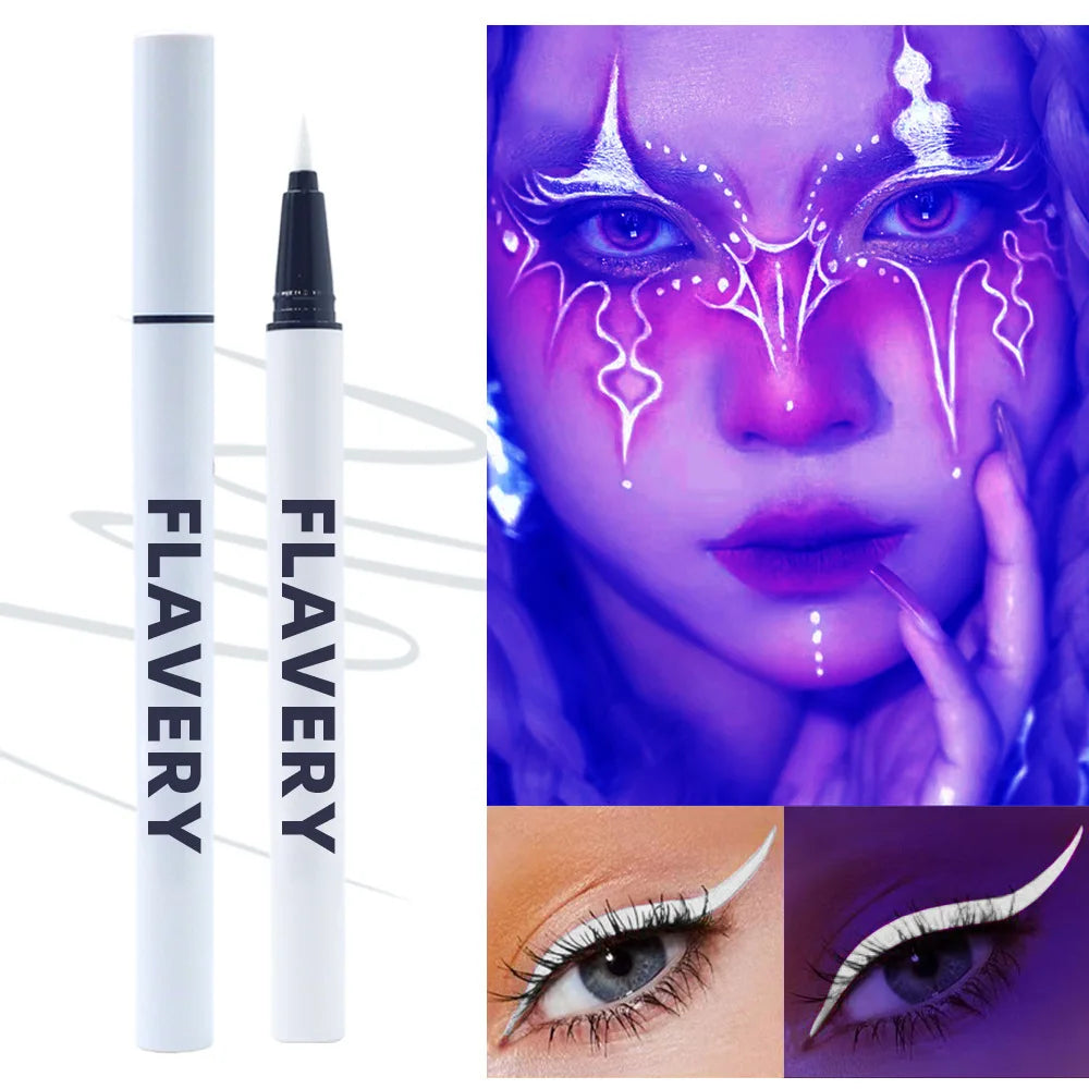 8-color Fluorescent UV Eyeliner Waterproof Sweat-proof Face Paint Pen Qme 01white