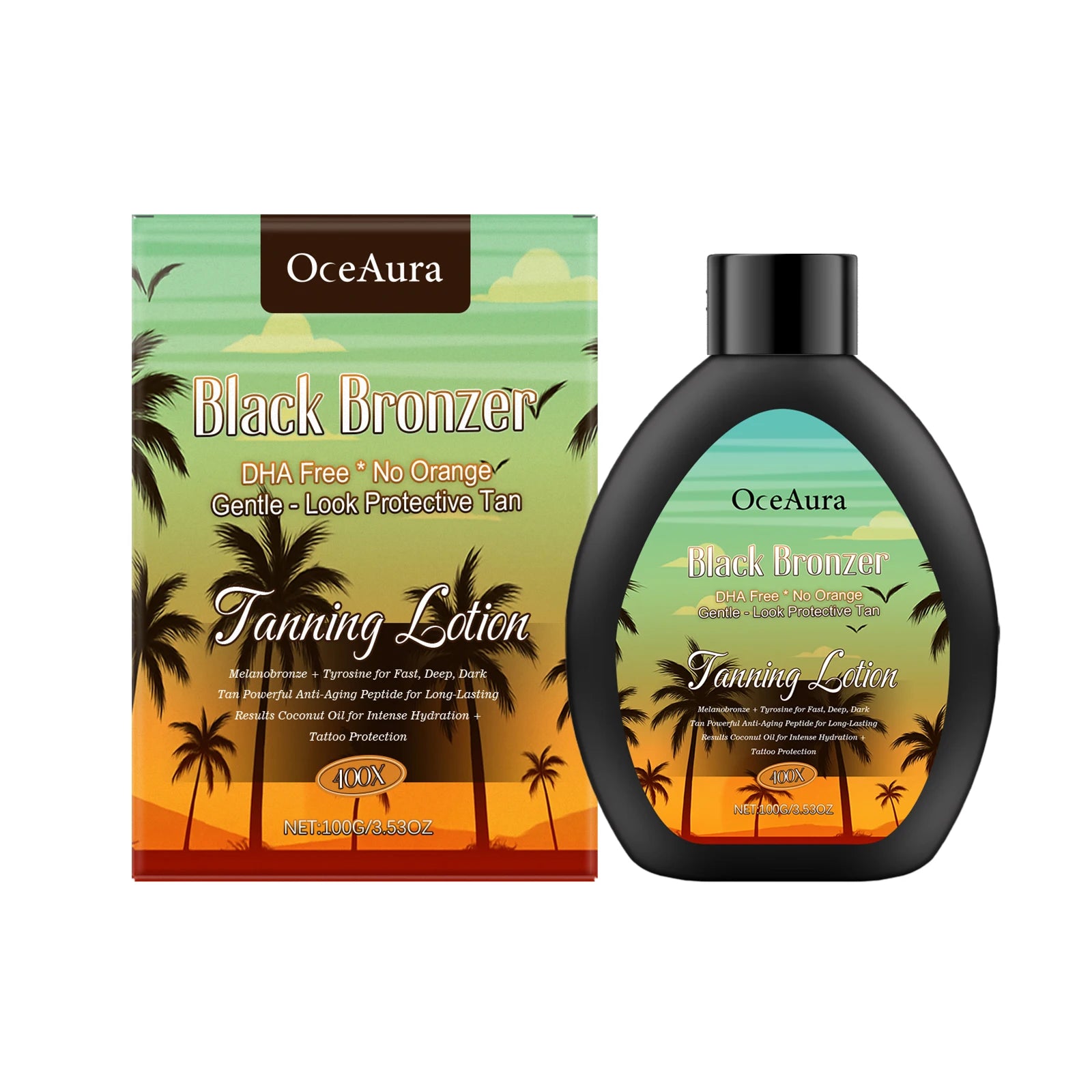 Coconut Tanning Lotion for Natural Bronzed Glow Lightweight Summer Outdoor Darkening Lotion for Even Tan Moisturizing Qme 100g Boxed