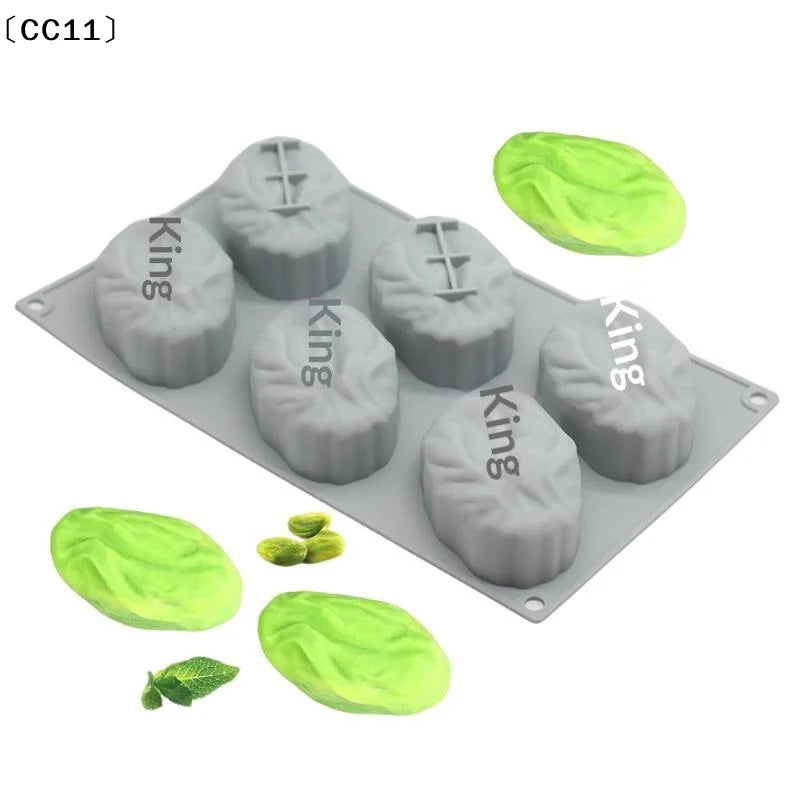 Food Grade Reusable Silicone 6 Cavity Pistachio Mold Non Stick Baking Qme