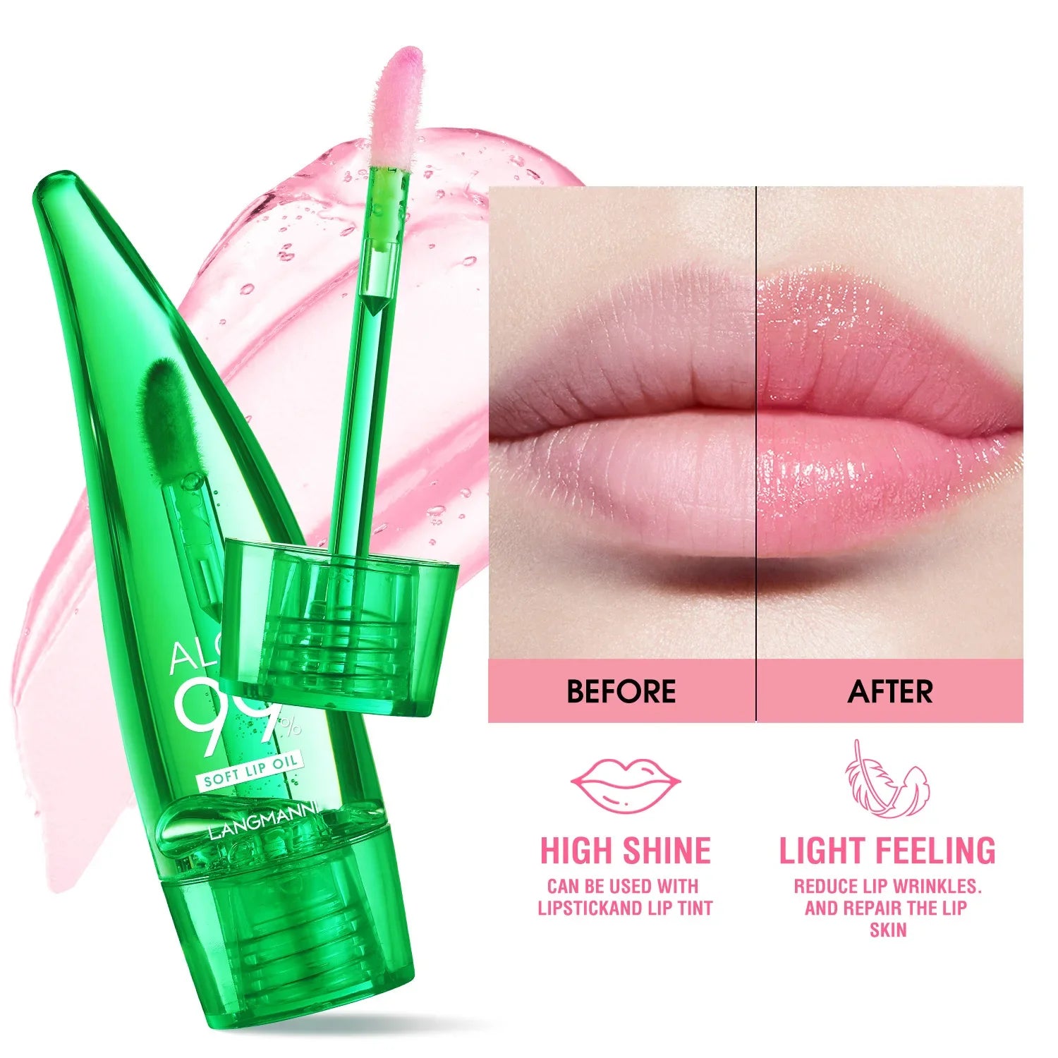 Natural Aloe Lipstick Lip Tint Long Lasting Waterproof Moisturizing Nourish Color Lip Gloss Changeable Color Lip Oil Lip Balm Qme