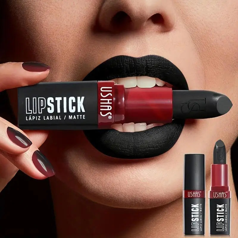 Matte Vampire Black Lipstick Lip Stick Impact Highly Pigmented Velvet Qme