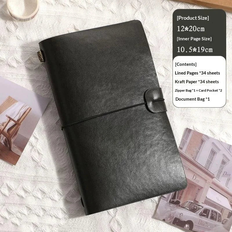 Vintage PU Leather Refillable Notebook Soft Cover Loose Leaf Pages Qme A11