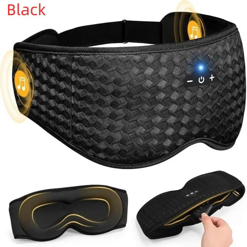 Bluetooth 3D Sleep Eye Mask Headphones Wireless Breathable Soft Qme Black