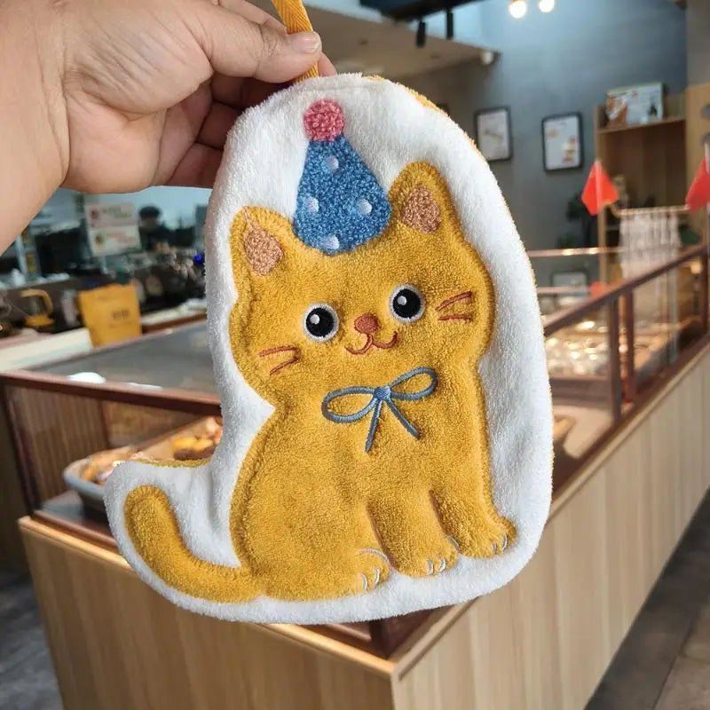 Soft Quick Drying Kitchen Bathroom Household Cartoon Cats Dog Hand Qme
