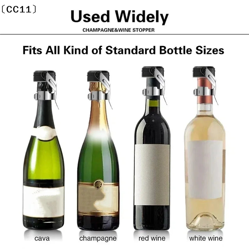 Wine Bottle Stoppers Stainless Steel Press Mode Champagne Stopper Bar Qme