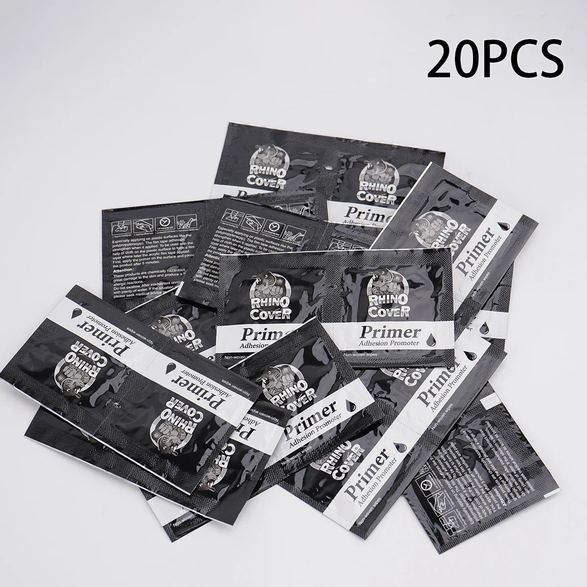 RHINO COVER Primer Adhesion Promoter Bags Non-Woven Wipes for Double Sided Adhesive Tape Enhancers Increase The Adhesion Qme 20pcs