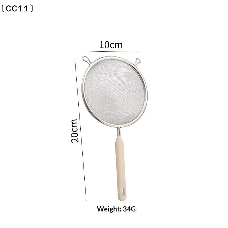 Durable Stainless Steel Residue Filter Plastic Handle Fine Mesh Qme