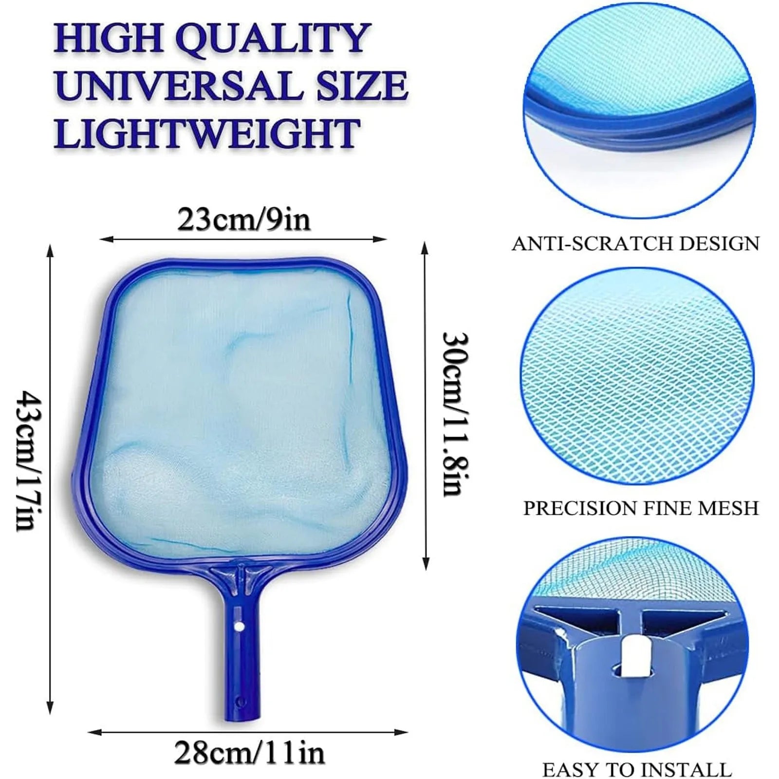Swimming Pool Leaf Cleaning Net Mesh Pool Cleaning 4 Removable Connections Aluminium Rods Leaf Cleaning Net Skimmer Qme