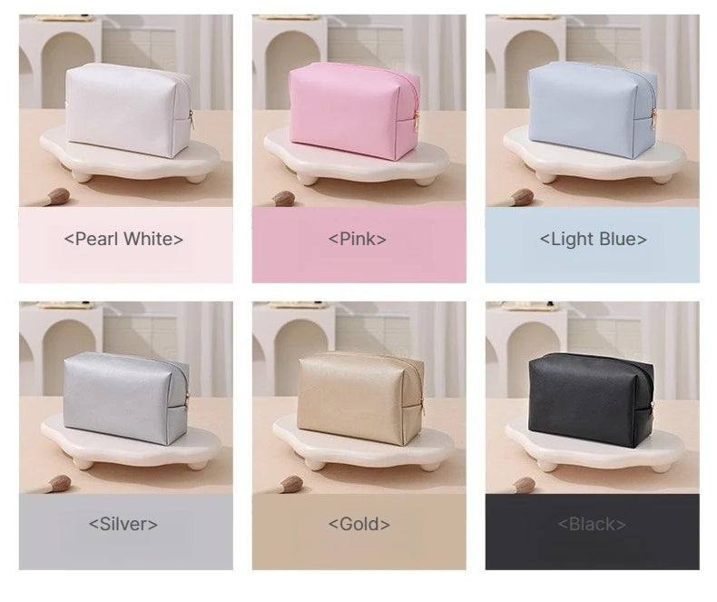 A 1pcs PU Leather Portable Toiletry Bags Waterproof Travel Make Up Bags for Women Small Medium Large Cosmetic Organizer Bags Qme