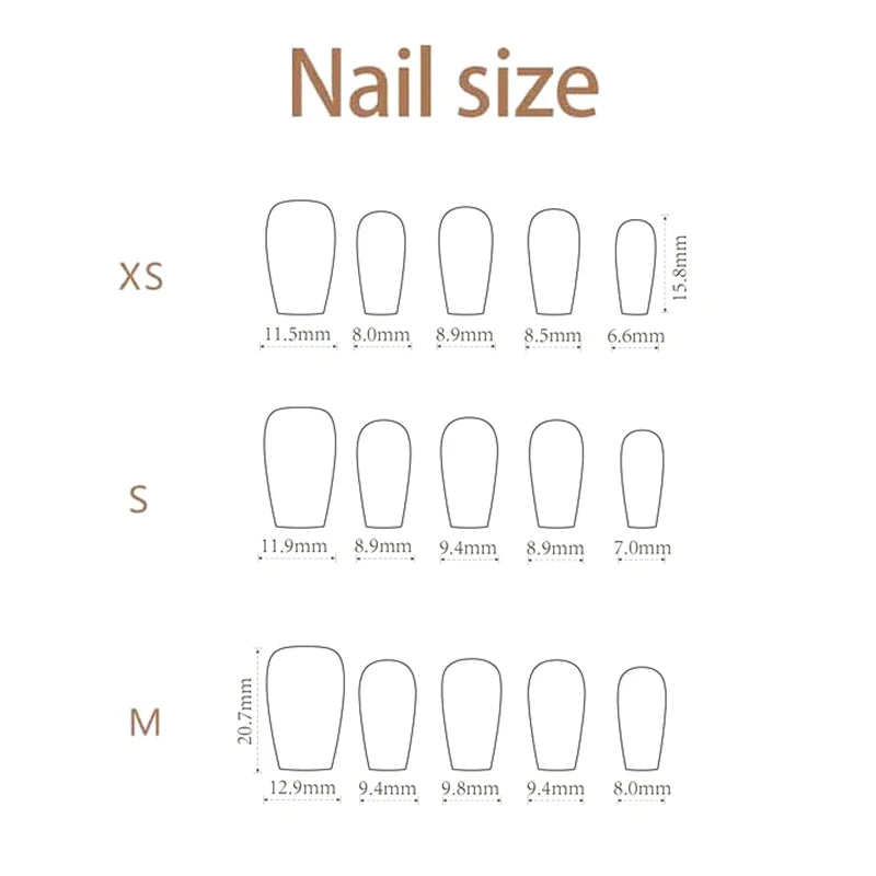 French Pearlescent Glitter Short Square False Nails Jelly Adhesive Qme one size