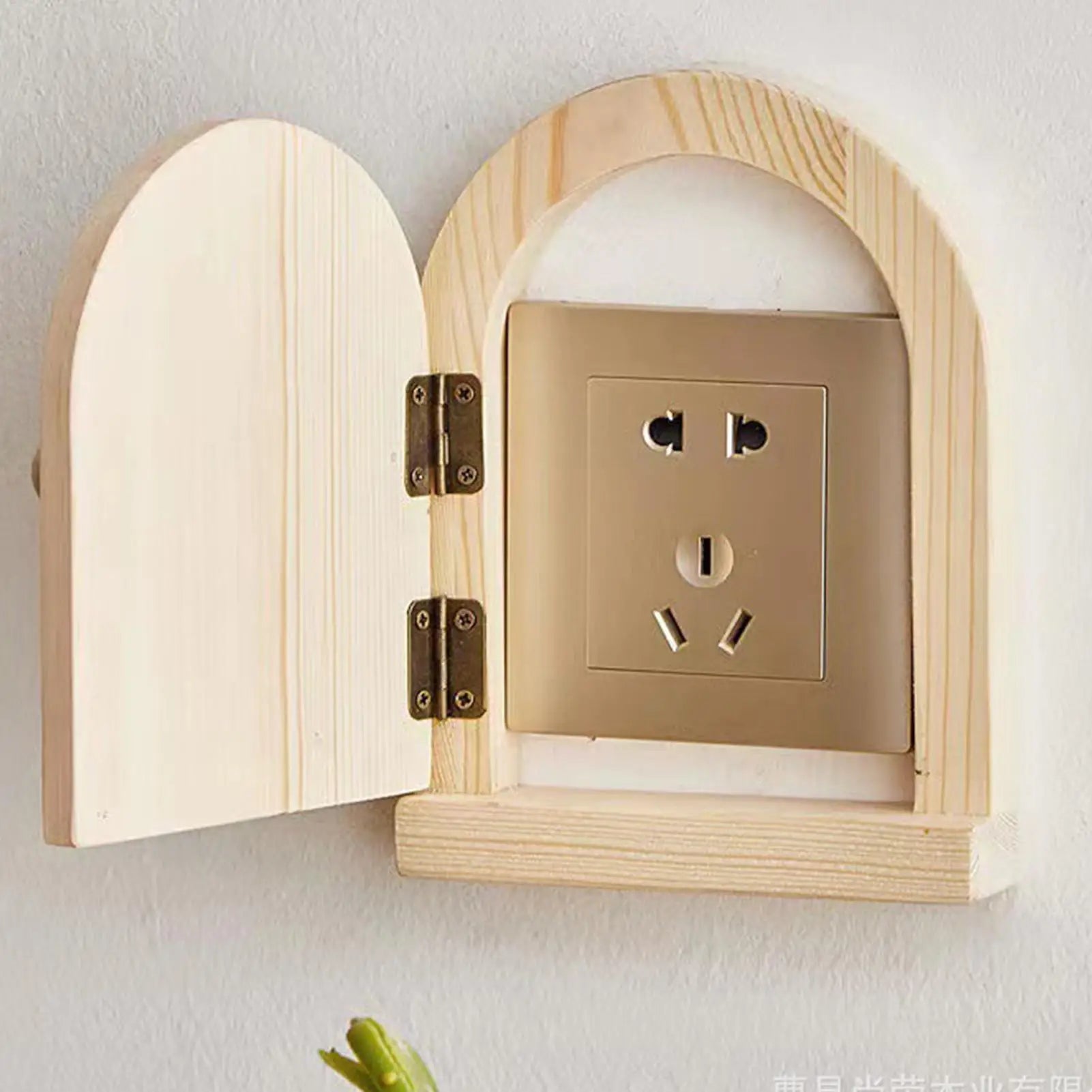 Electrical Outlet Cover Plates No Drilling Cover For Wall Panels Fairy Door Design Solid Wood Protective Cover Button Decoration Qme