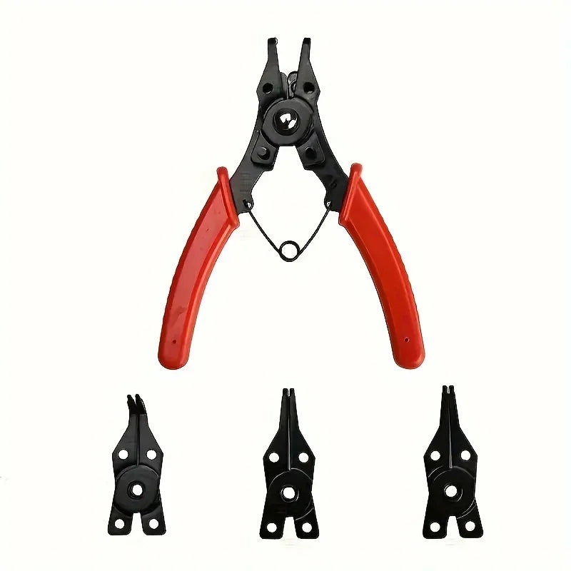 4-In-1 Multifunctional Pliers with 4 Interchangeable Heads, Including Circlip Pliers And Angle Pliers, Designed for Automotive Qme