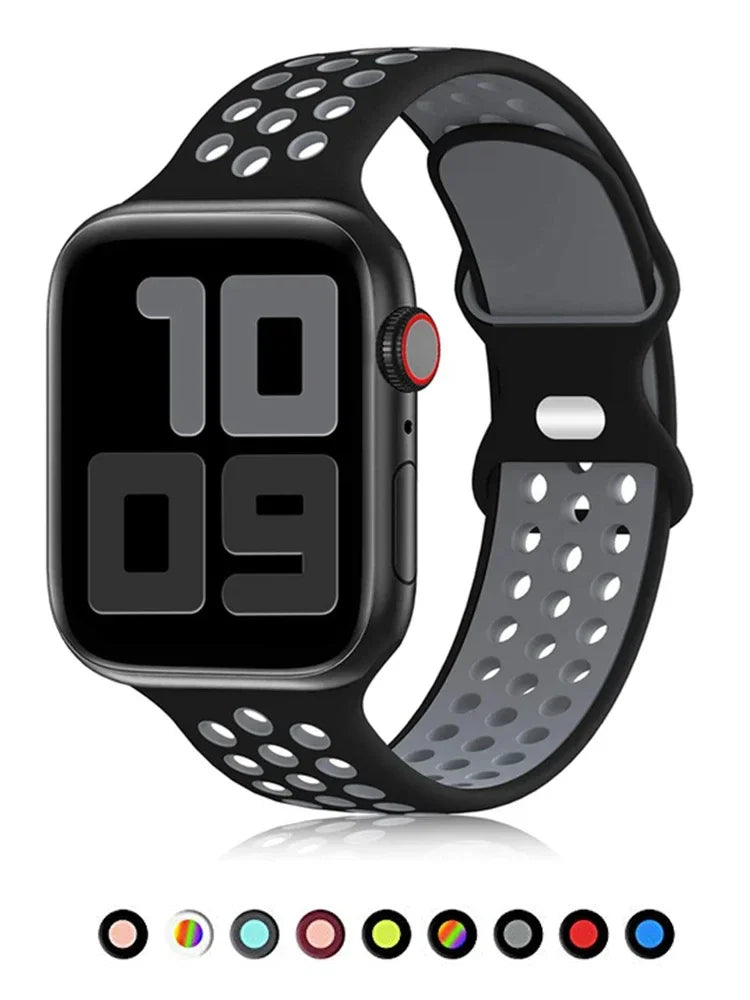 Silicone Strap for Apple Watch Band Ultra 2 49mm 38mm 42mm Sport Bracelet iWatch Series 9 8 7 41mm 45 mm 7 6 SE 5 4 3 44mm 40mm Qme