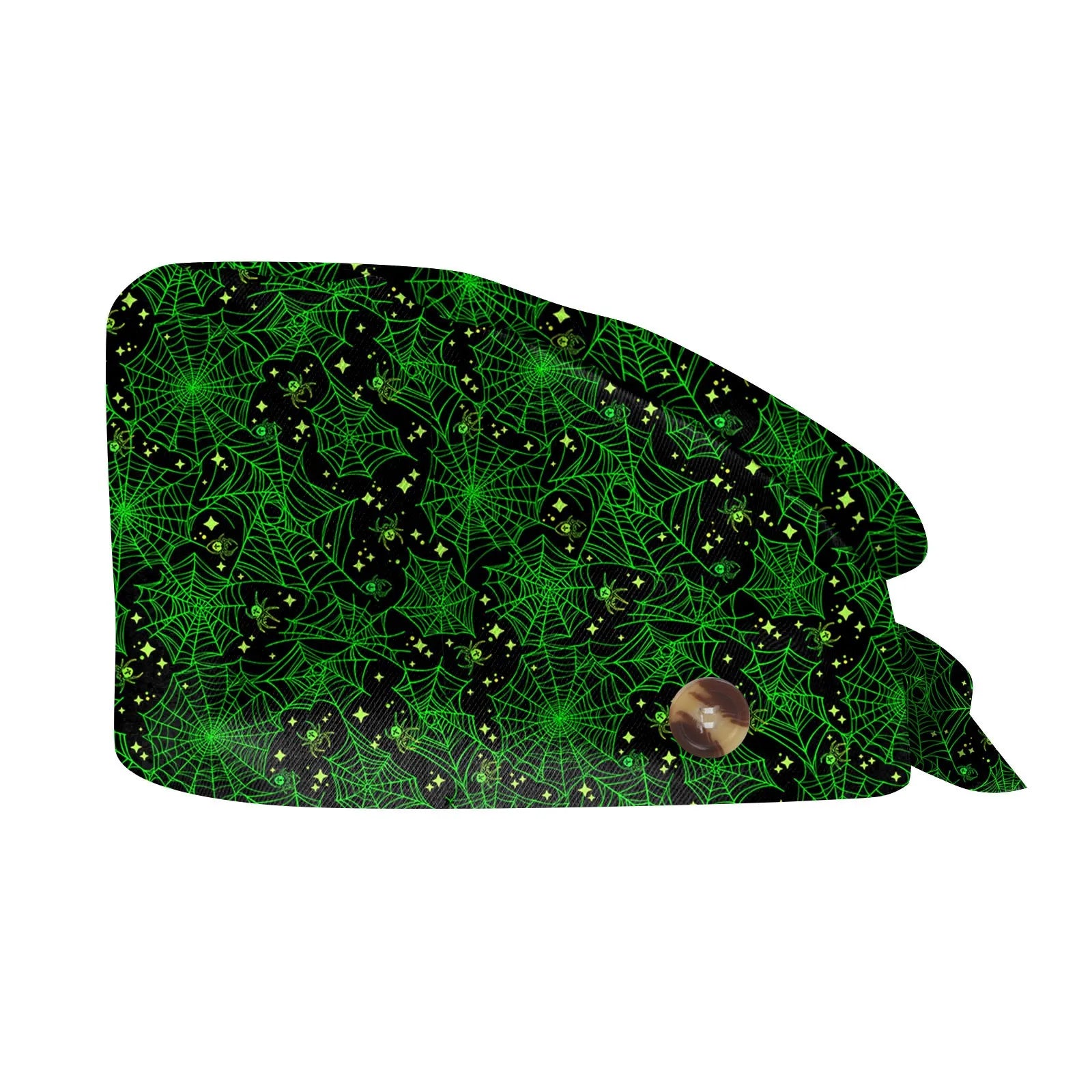 Halloween Skeleton Printing Adjustable Scrub Cap Surgical Cap Woman and man Veterinary Pet Shop Scrub Hat Dentist Working Cap Qme Dark Green One Size
