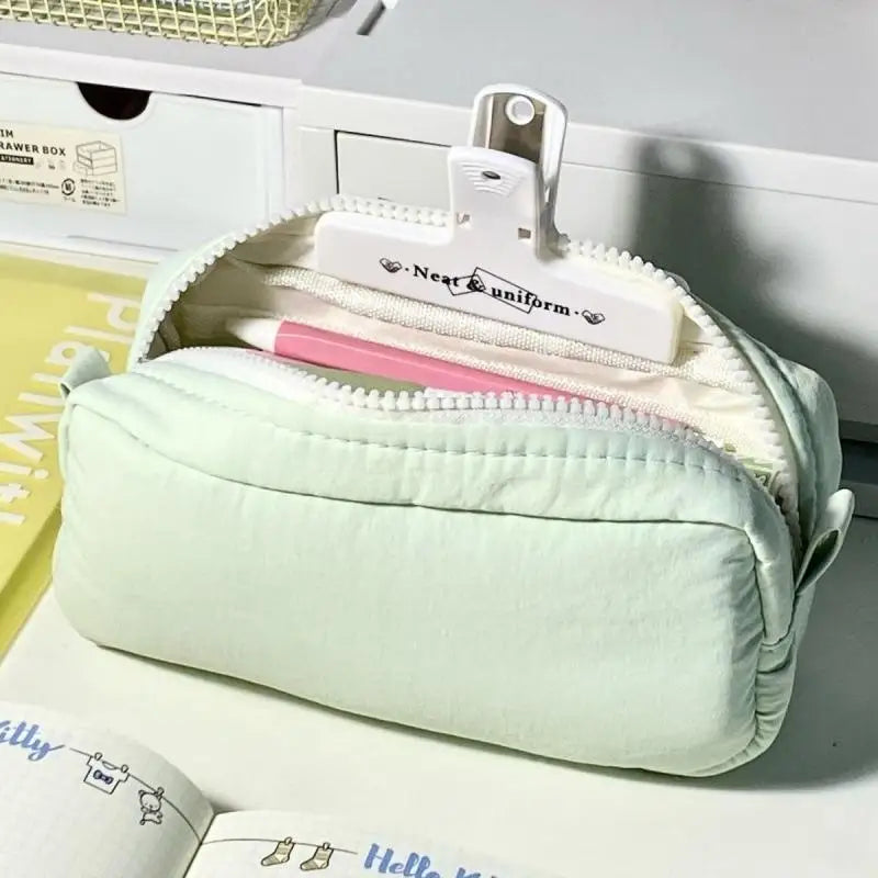 Zipper Pen Bag Simplicity Solid Design Large Capacity Pencil Case Qme