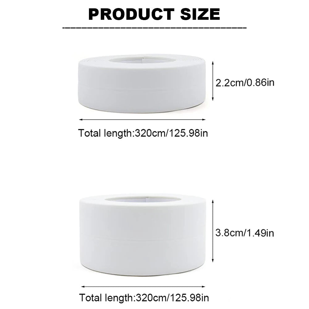 Bathroom Sealing Tape Self-adhesive Oil-Proof Kitchen Sink Caulk Seal Strip PVC Waterproof Shower Wall Sticker for Toilet Corner Qme