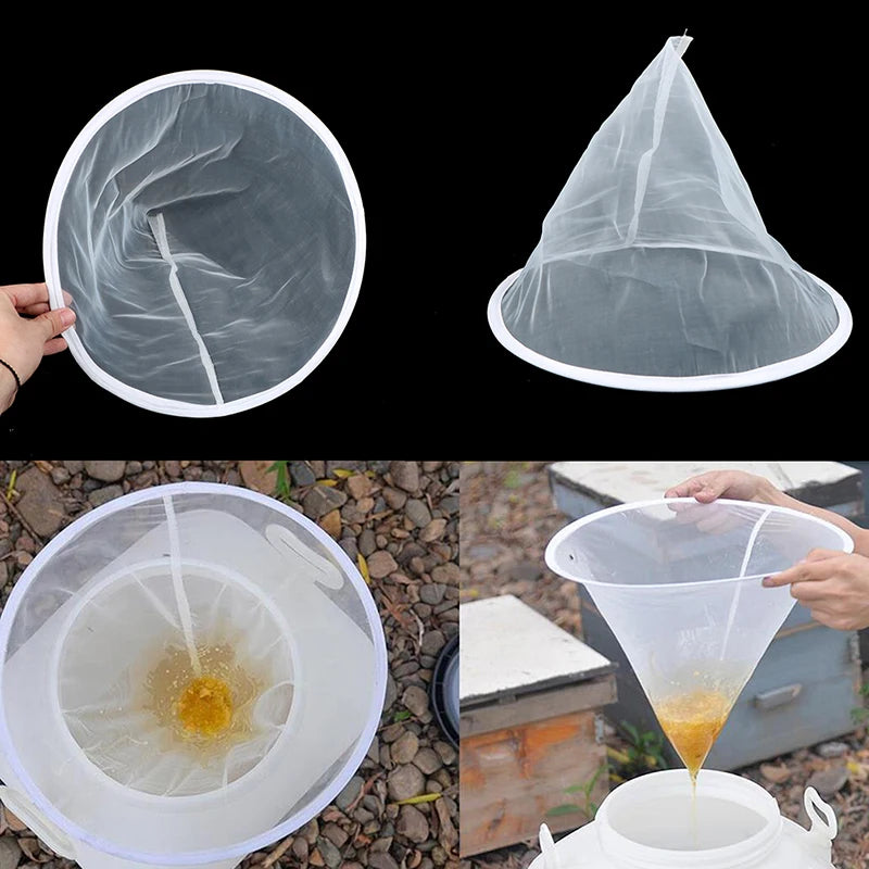 ^35CM Honey Strainer Net Ultra-fine Impurity Filter Cloth Beekeeping Tool Funnel Qme one size