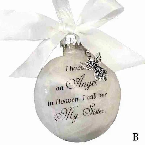 Christmas Tree Balls Commemorate Ornament Feather Ball Angel In Heaven Memorial Ornament Xtmas Tree Hanging In Memory of Mom Dad Qme My Sister 1pcs