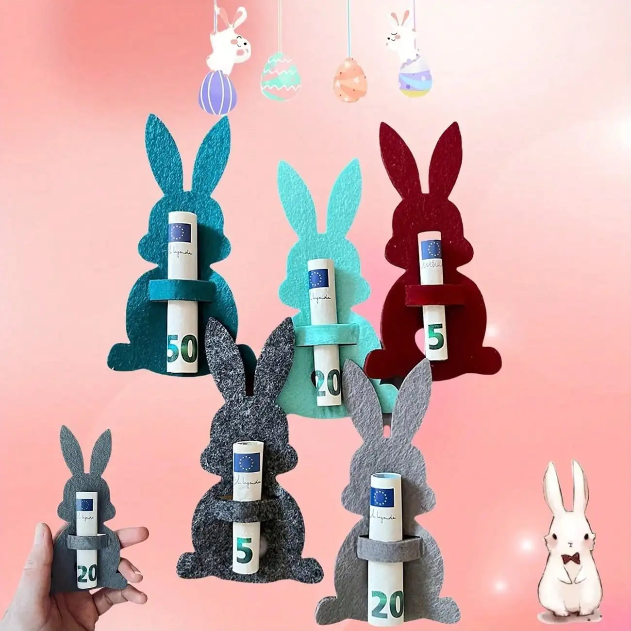 Easter Creative Wallet Rabbit Felt Tableware Storage Knife Fork Bag Qme