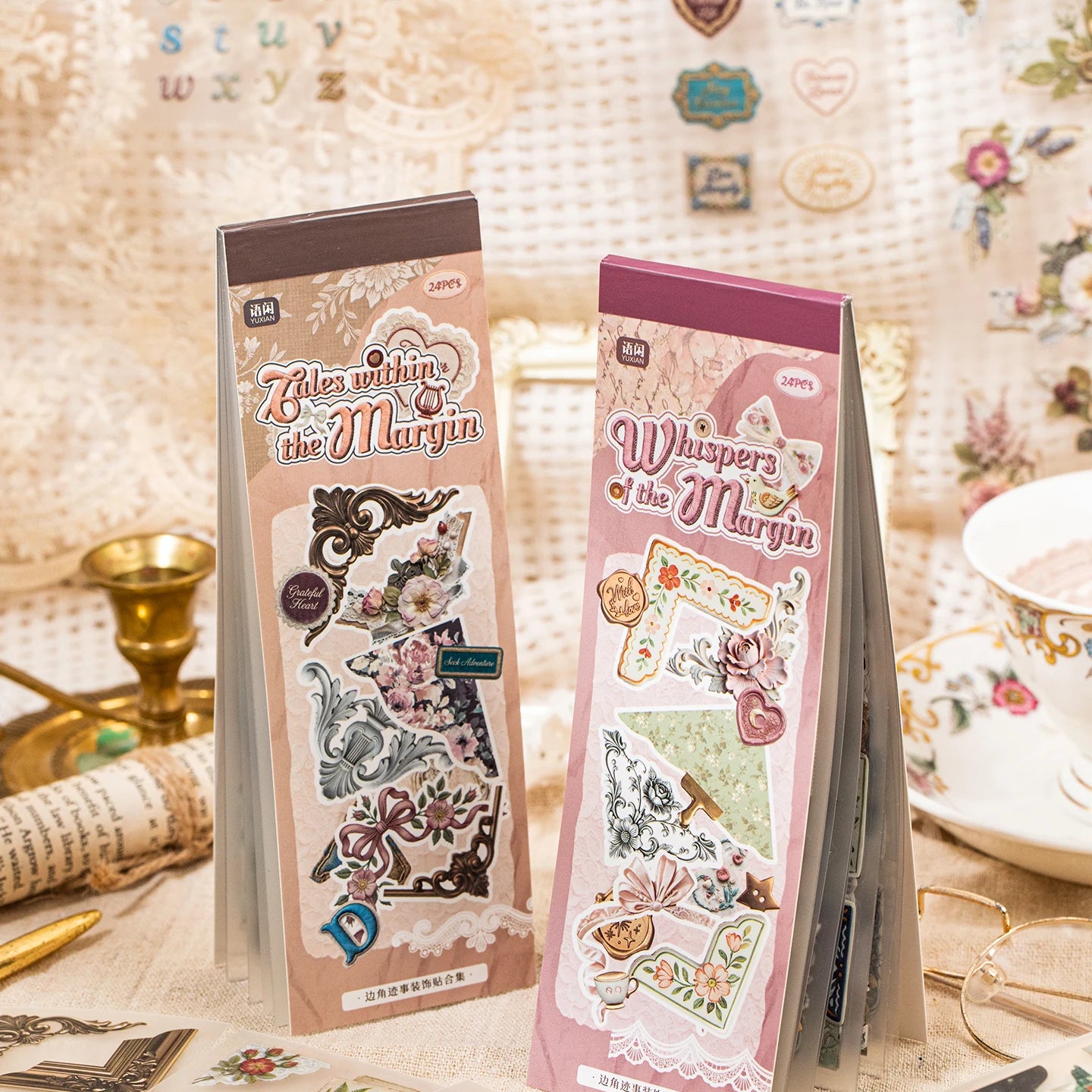 Vintage Border Decorative Sticker Book, Ideal for Journal Collage & Gift Wrapping Decoration, Great Present Choice Qme ALL
