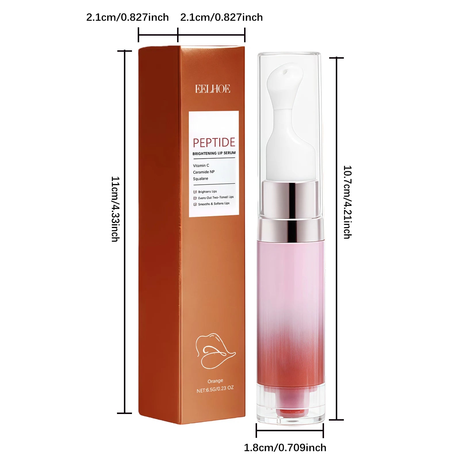 Hydrating Lip Serum Brightening Plumping Glossy Anti-Dryness Moisturizing Softening Smoothing Color Lips Cream All Day Comfort Qme Orange