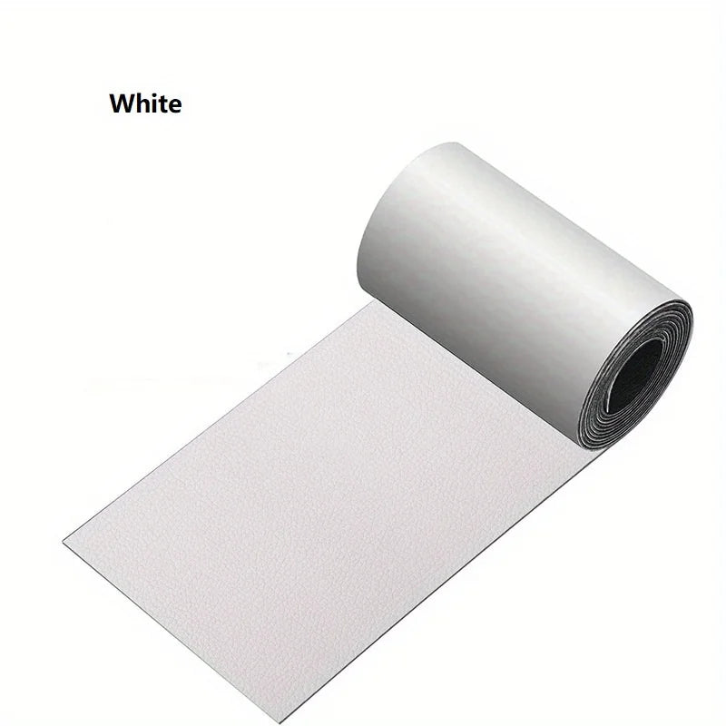 Leather Repair Tape, Multi-Color Available, Self-Adhesive Leather Patch for Furniture, Car Seats, Office Chairs, and Repair Kits Qme White