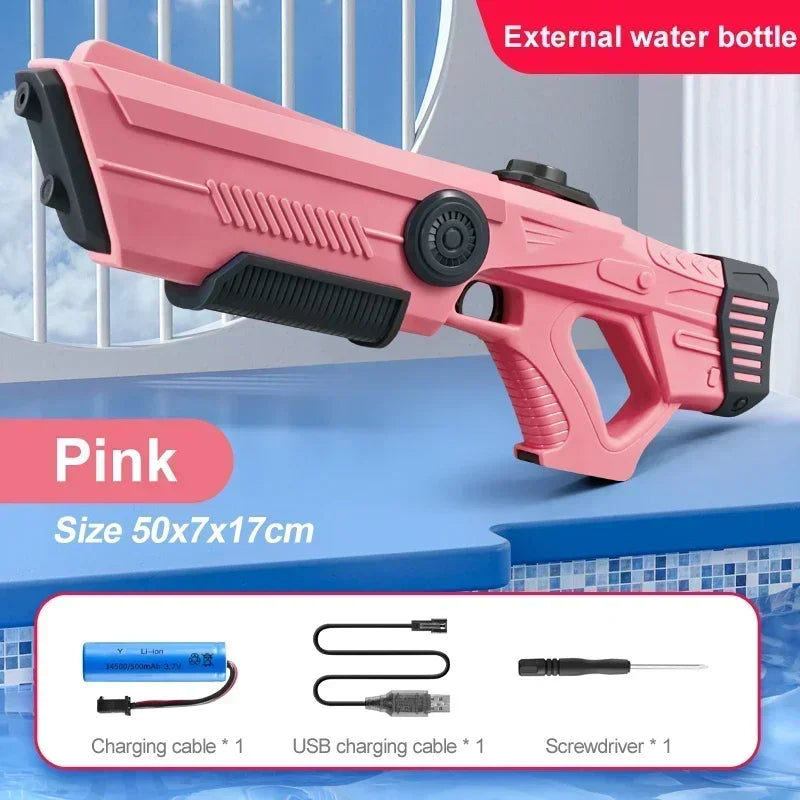 Electric Automatic Water Storage Gun Toys Portable Children Summer Beach Outdoor Fight Fantasy Spray Gun Toys Boy Kid Adult Game Qme Pink