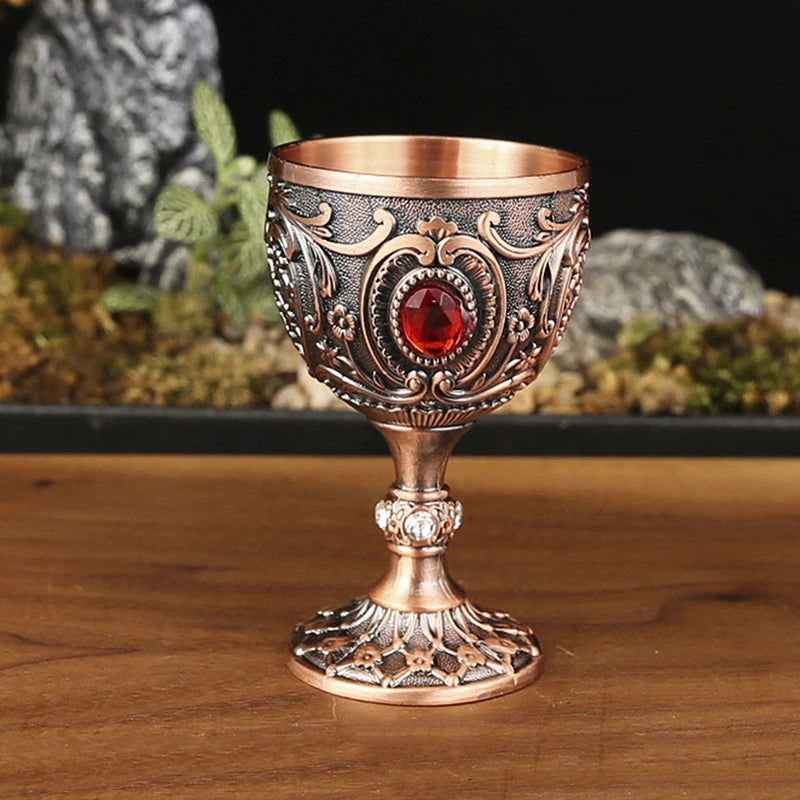 1pc Timeless Embossed Metal Chalice Goblet Vintage Wine Champagne Liqueur Cup Perfect For Bars Restaurants Home Decor Qme A9