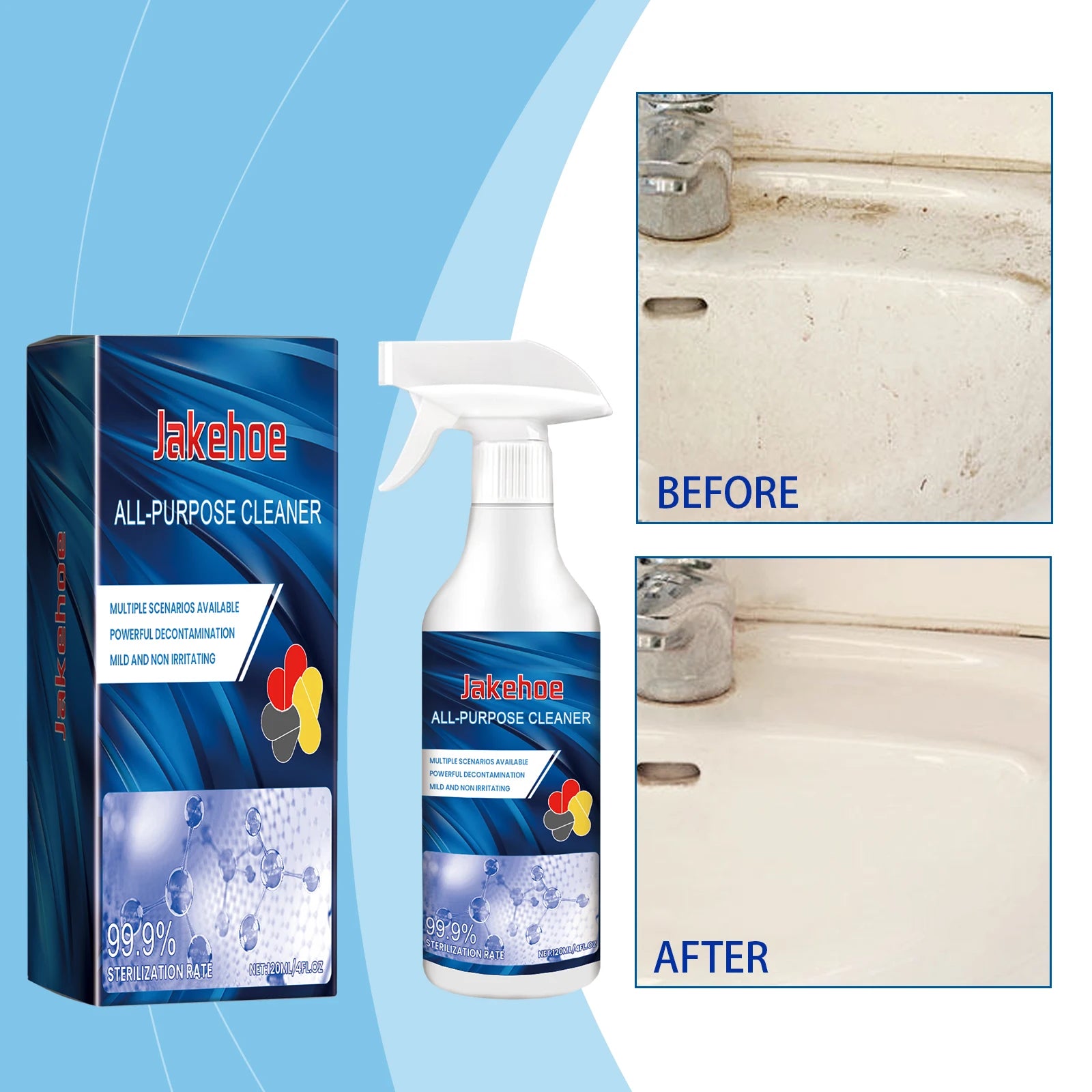 JAKEHOE Multi-Surface Stainless Steel Cleaner - Bathroom & Kitchen Decontamination Cleaning Spray for Household Use Qme