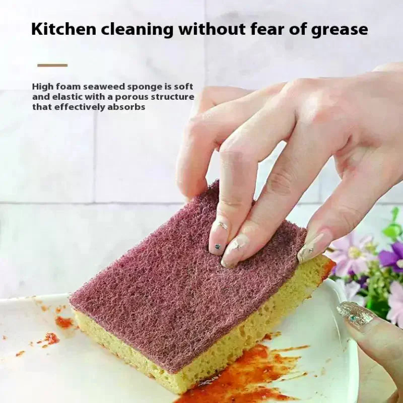 5PCS/10PCS Kitchen Stain Removal Sponge Clean Cotton Dishwashing Sponge Wipes Bathroom Cleaning Utensils High Density Sponge Qme