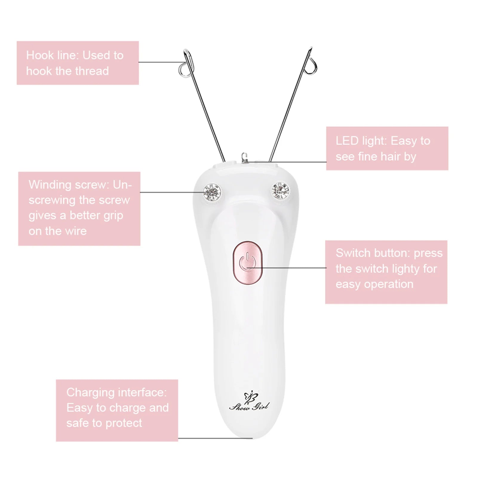 Electric Threading Epilator High Quality Threader Hair Remover Physical Depilation 2 Colors Face Arms for Woman Armpit Qme