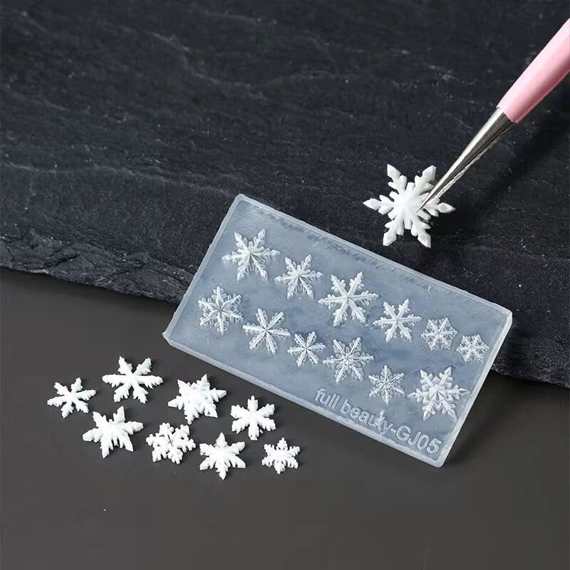 Winter Snowflake Nail Art Silicone Mold 3D Embossed Carving Soft Qme