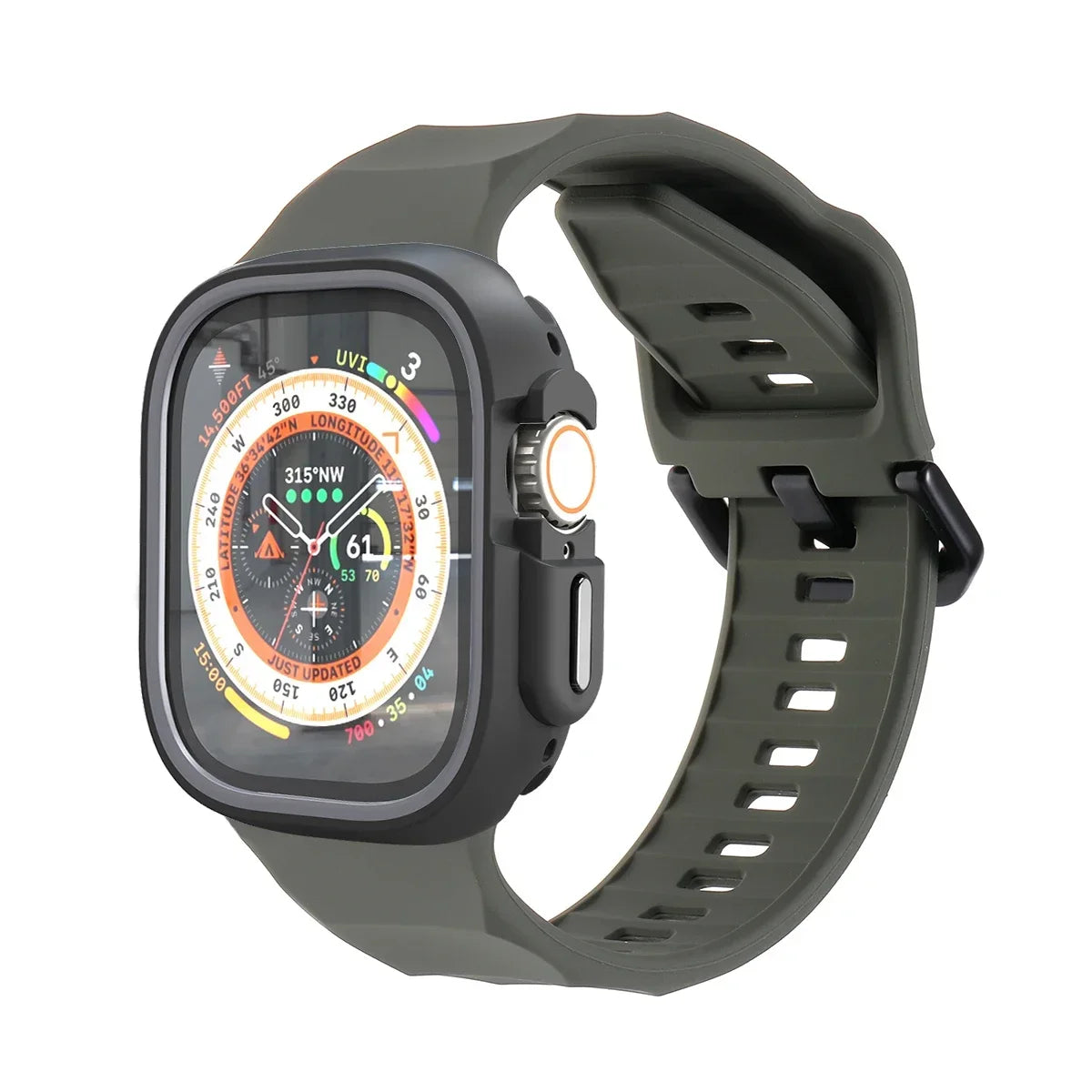 Silicone Sport Strap+Case for apple watch 9 8 7 6 SE 5 Ultra 2 Belt Bracelet Iwatch Series 49mm 45mm 41mm 44mm Protective Cover Qme Gray DarkGr 44mm Series SE 456