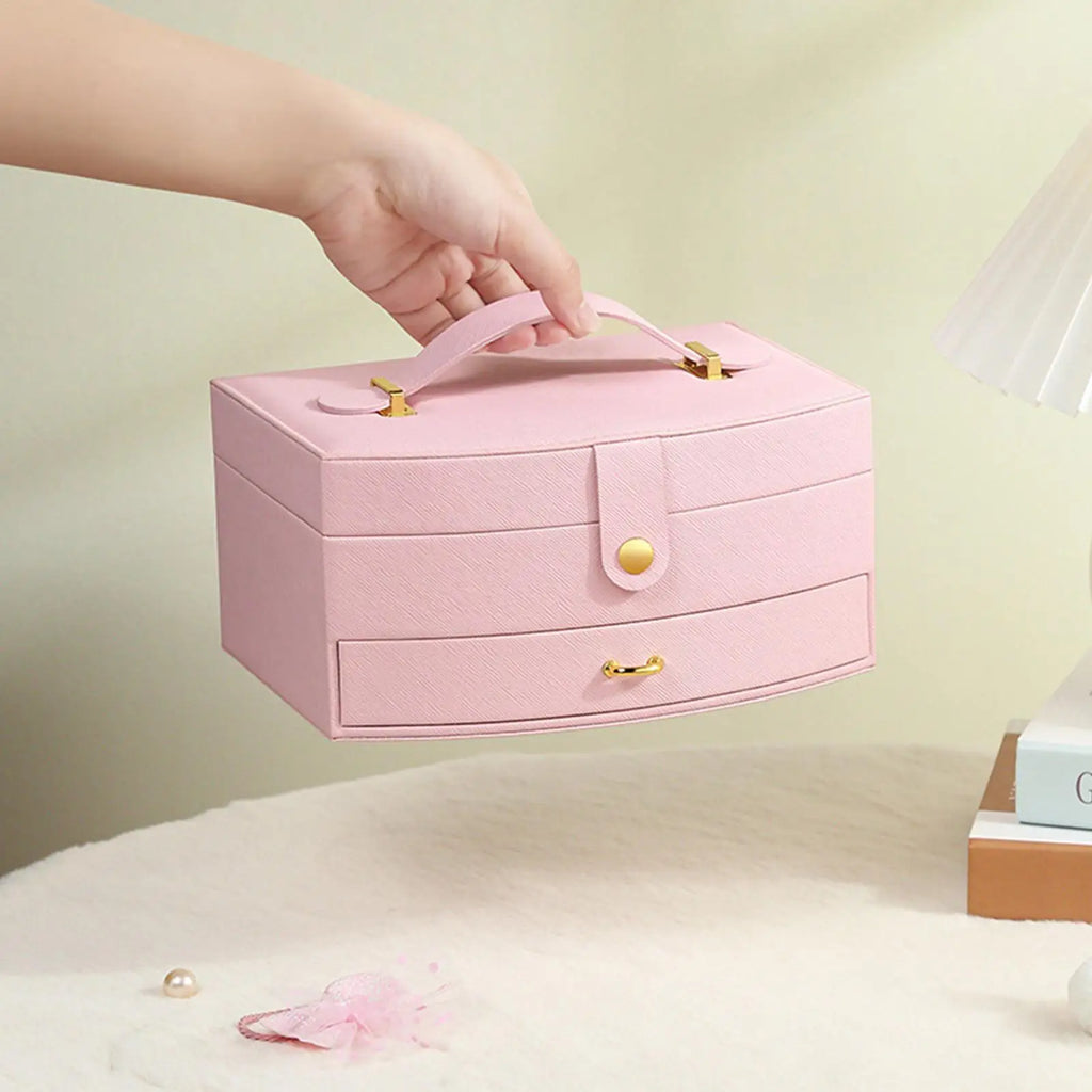 Jewelry Box Double-layer Earring Holder Boxes Organizers Necklace Qme