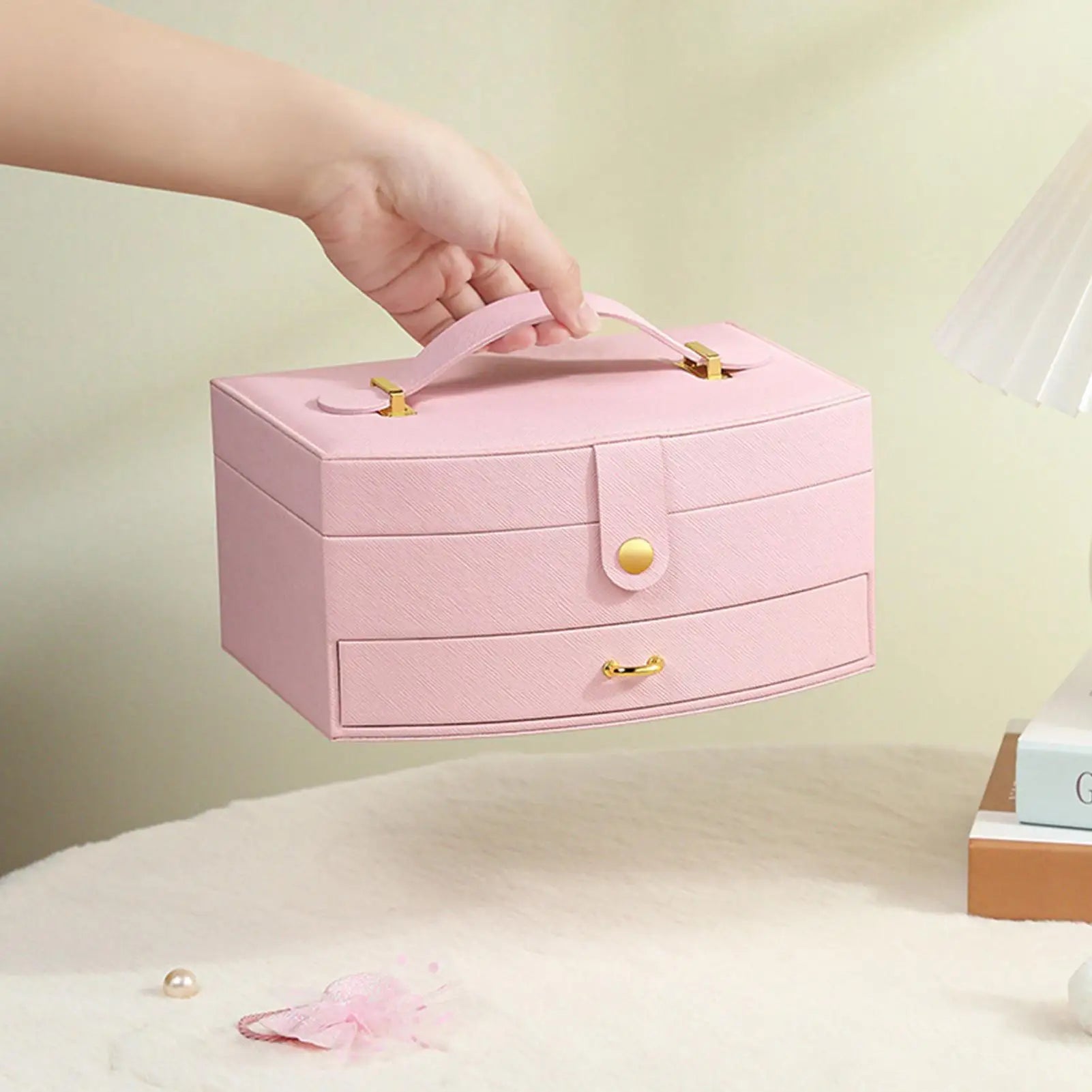 Jewelry Box Double-layer Earring Holder Boxes Organizers Necklace Qme