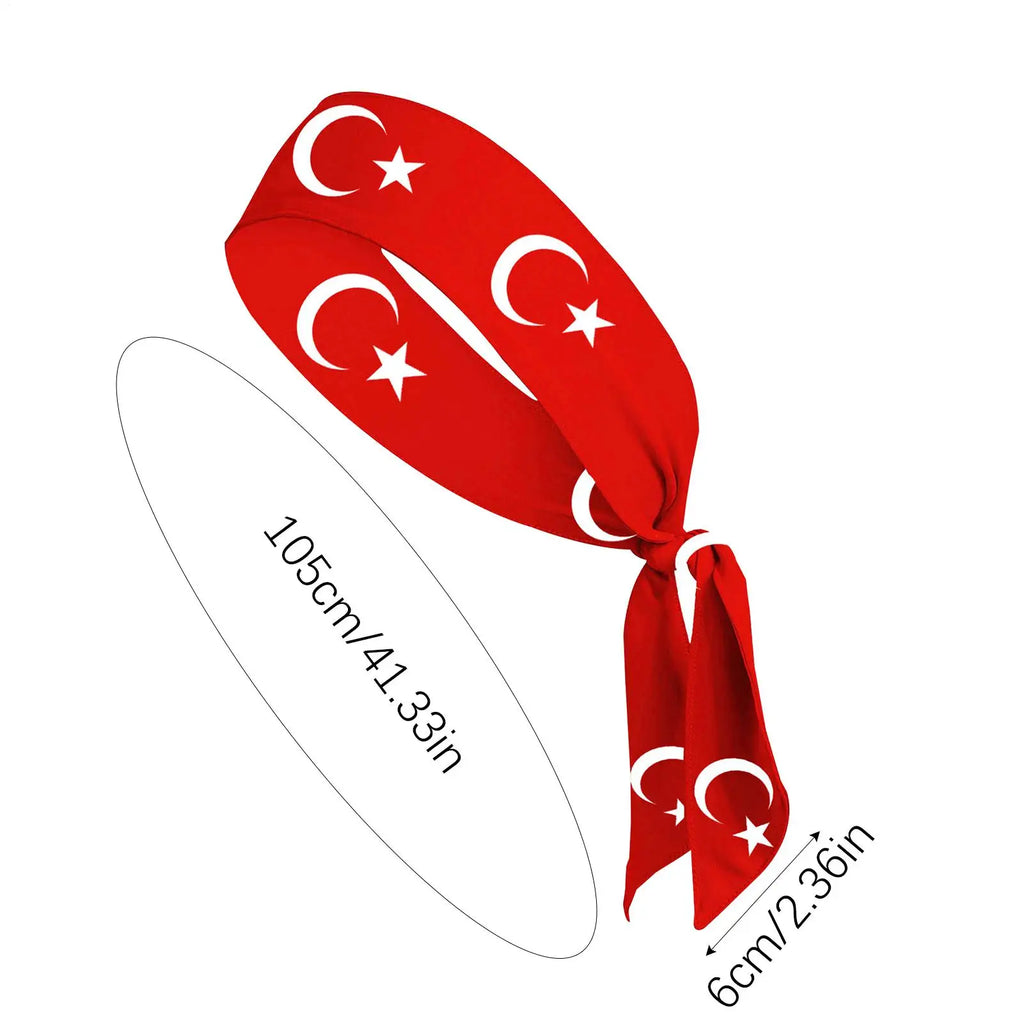 1pcs Running Headbands Turkey Flag Tie Running Headbands Breathable Female Sports Headscarf For Running Football Yoga Hiking Qme
