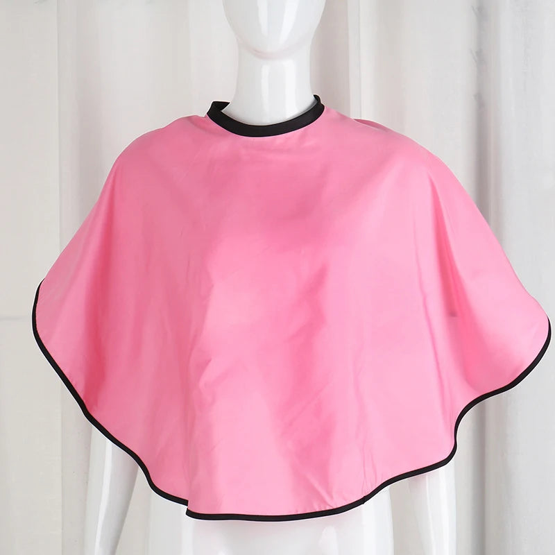 Barber Hair Cutting Cover Reusable Waterproof Dyed Shawl Styling Qme Dark pink