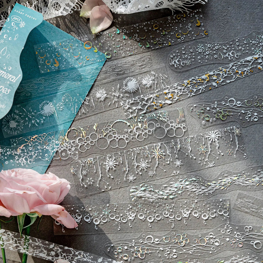 20/80 pcs Lace Sticker Pack Cute Aesthetics Decor Junk Journal Scrapbooking Supplies Self Adhesive Creative Stationery Stickers Qme