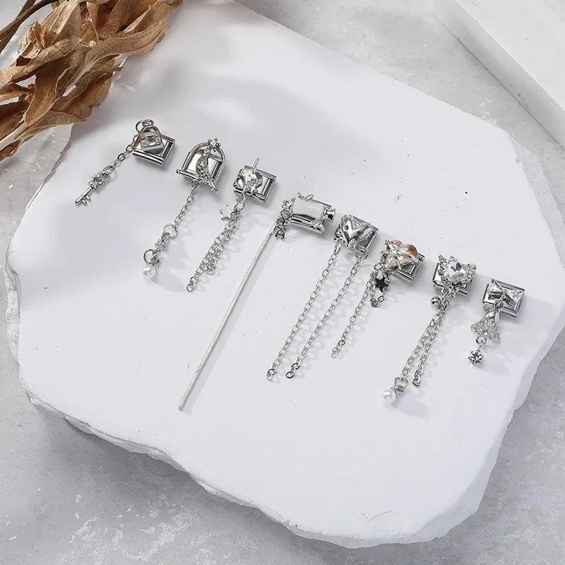 Hot Zircon Love Heart Bird Bowknot Bells Star Pendant Chain Italian Charm Link Fit 9mm Stainless Steel Bracelet Women DIY Making Qme