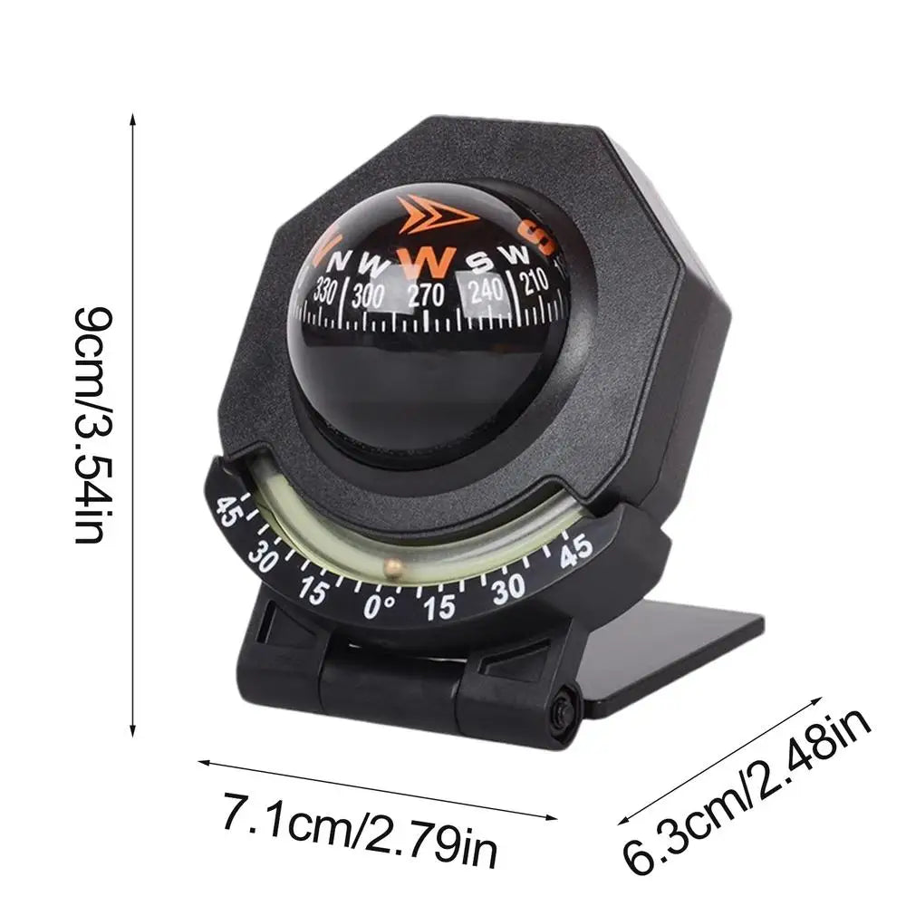 Boat Compass Ball Foldable High Precision Direction Guide Compass With Inclinometer Multi-Purpose Compass 180-Degree Adjustable Qme Black