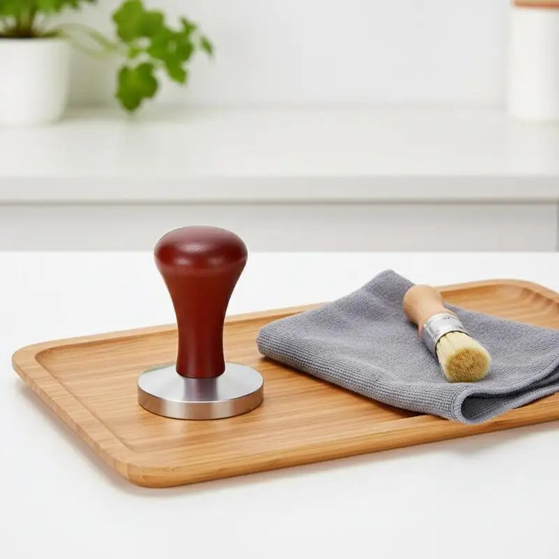 51mm 53mm Solid Wood Handle Coffee Tamper Flat Base Professional Espresso Press Barista Making Tool Qme