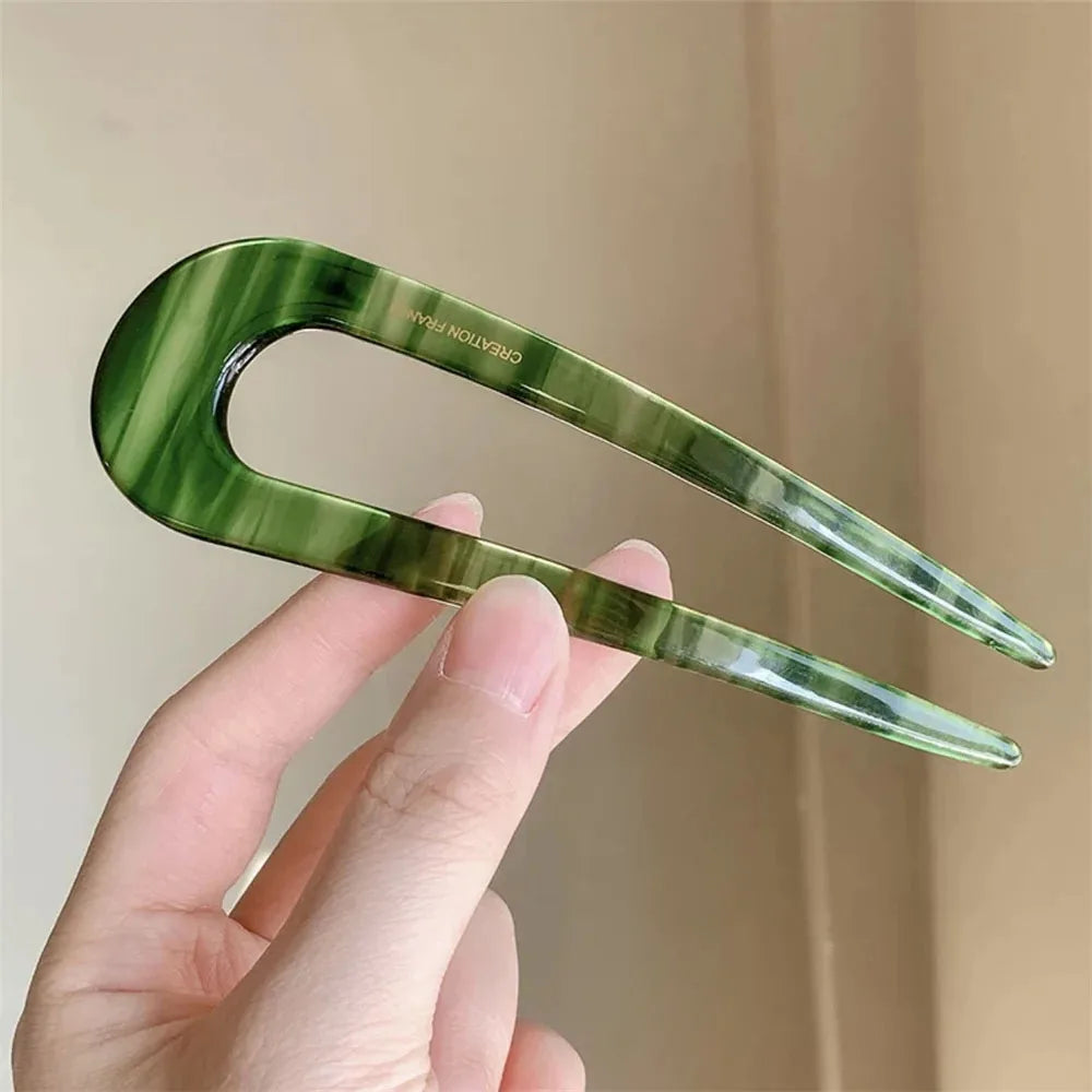 U Shaped Hair Stick Vintage French Hair Pin Women Acetate Hair Accessories DIY Retro Hairstyle Tool New Hair Clips 2025 New Qme type5