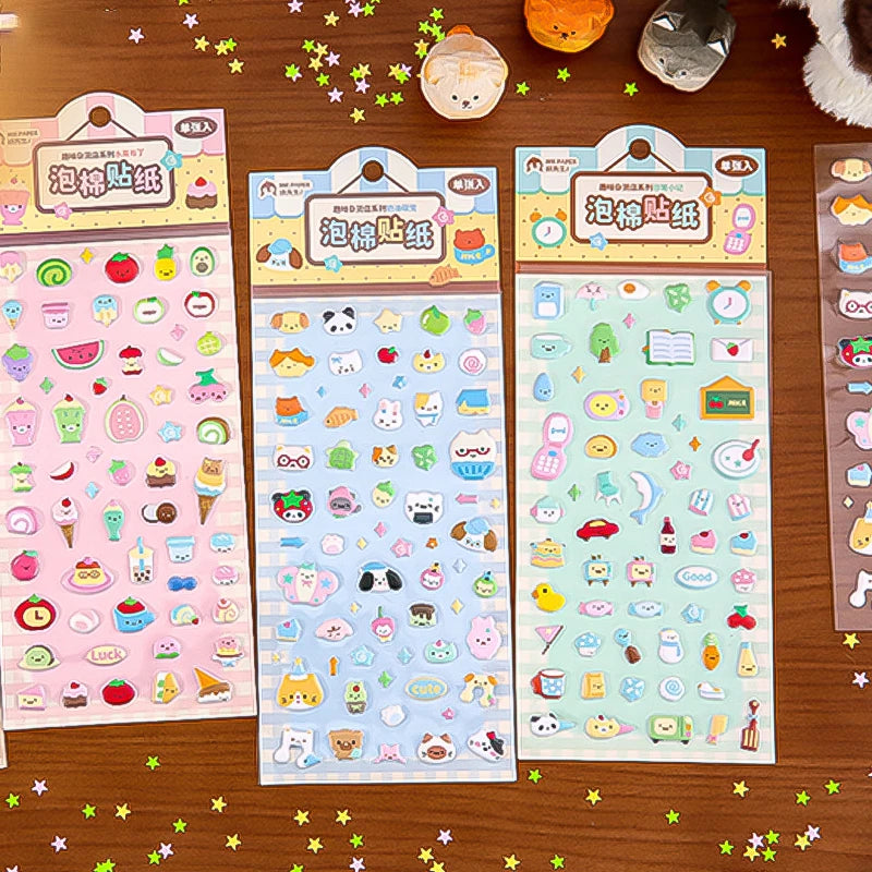 Cute & Healing Puffy Stickers, High-Value 3D Decorative Material for Journals & Guka, Must-Have for Student Stationery Lovers Qme